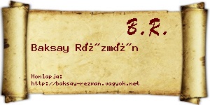 Baksay Rézmán névjegykártya